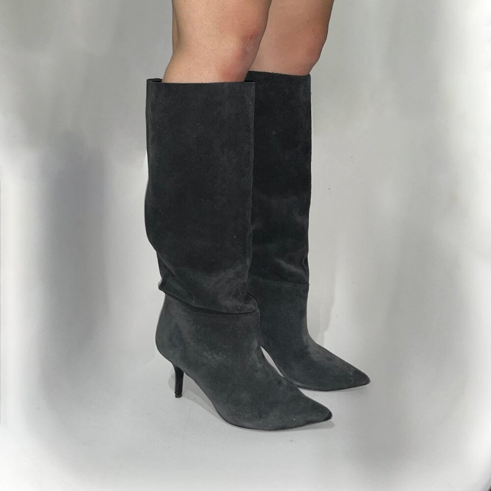 Yeezy Season 7 Knee-high Suede Heeled Boots